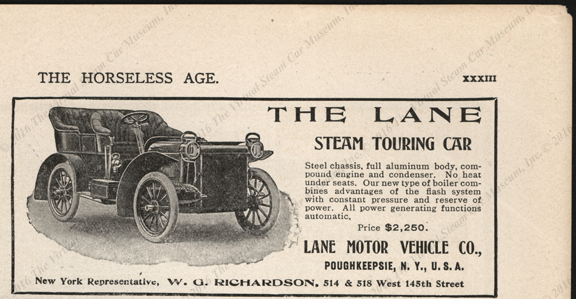 Lane Motor Vehicle Company, January 3, 1906, Horseless Age Magazine Advertisement, page XXXIII